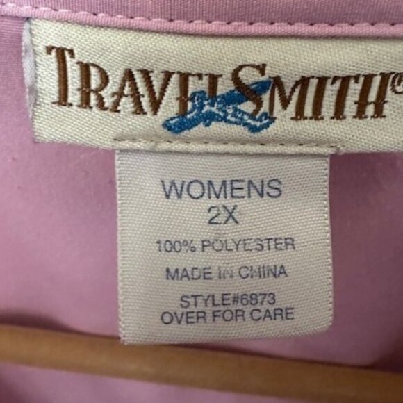 TravelSmith Women's 2X Blouse Dusty Rose Pink Button Down Wrinkle Free - Picture 4 of 4